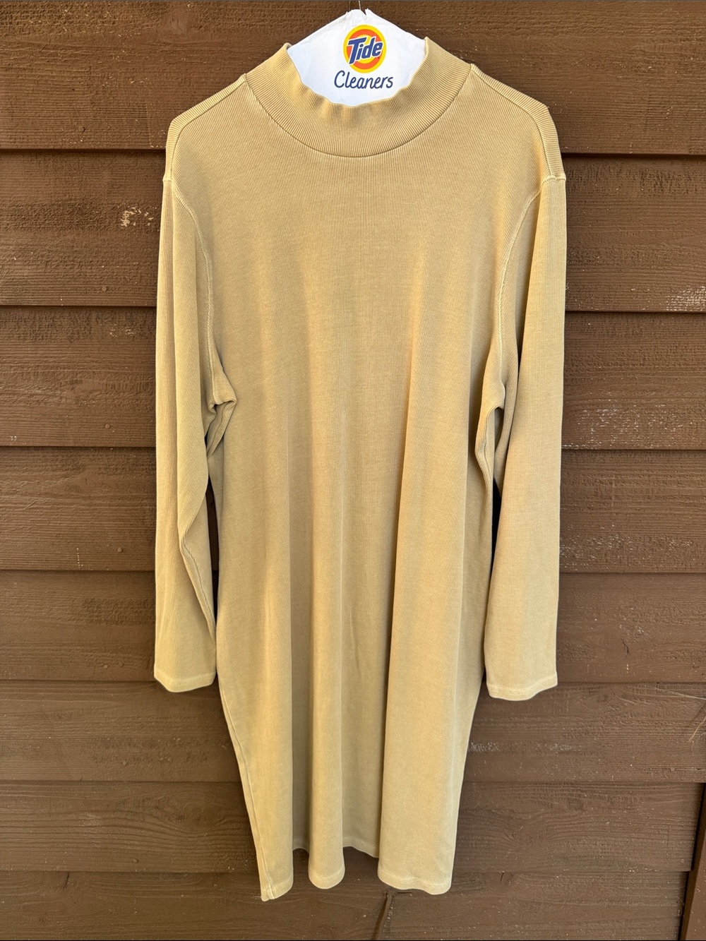 Old Navy Beige Mock Neck Long-Sleeve Ribbed Dress size 2X